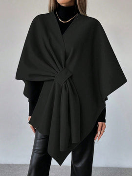 Clasi capa abrigo de lana asimetrica y holgada de diseno de moda de un solo color, para otono/invierno
