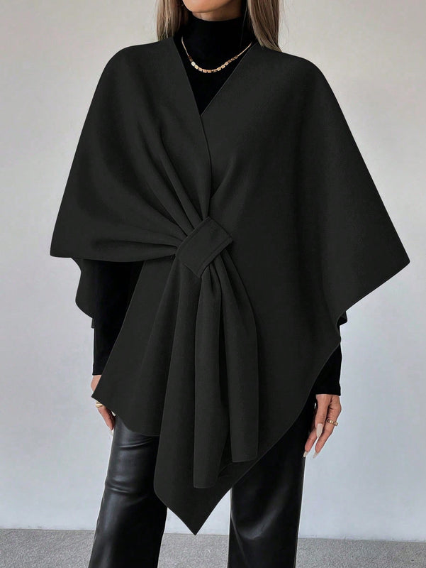 Clasi capa abrigo de lana asimetrica y holgada de diseno de moda de un solo color, para otono/invierno