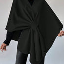 Clasi capa abrigo de lana asimetrica y holgada de diseno de moda de un solo color, para otono/invierno