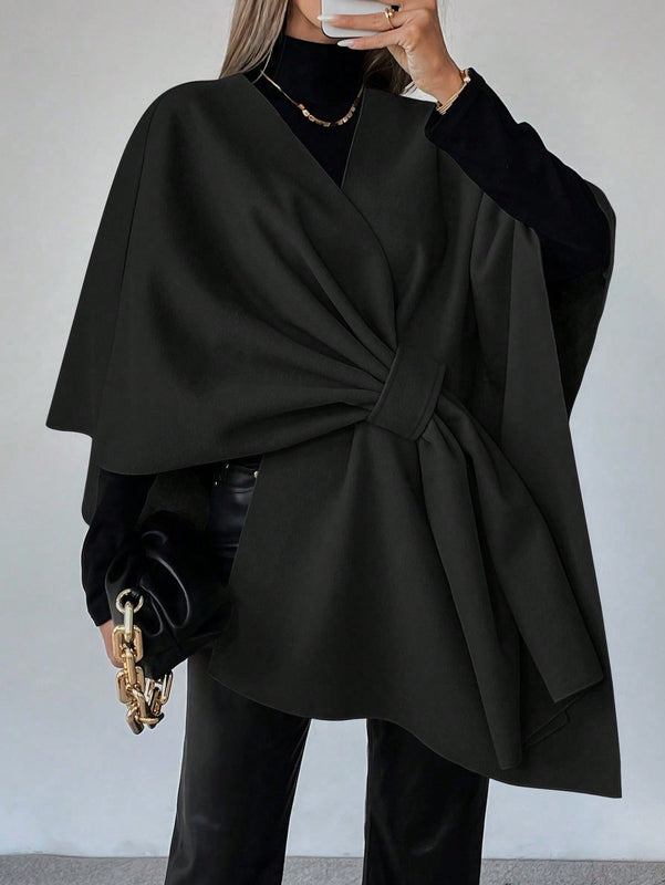 Clasi capa abrigo de lana asimetrica y holgada de diseno de moda de un solo color, para otono/invierno