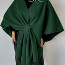Clasi capa abrigo de lana asimetrica y holgada de diseno de moda de un solo color, para otono/invierno