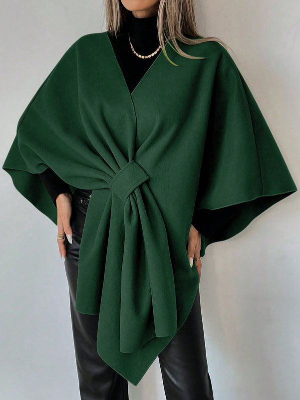 Clasi capa abrigo de lana asimetrica y holgada de diseno de moda de un solo color, para otono/invierno