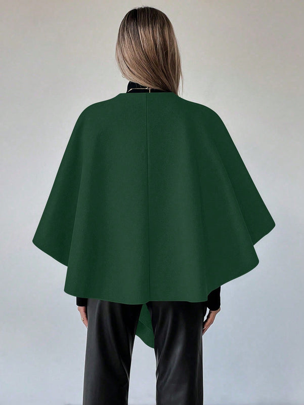 Clasi capa abrigo de lana asimetrica y holgada de diseno de moda de un solo color, para otono/invierno