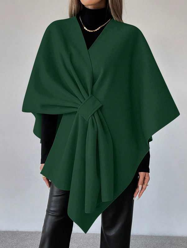 Clasi capa abrigo de lana asimetrica y holgada de diseno de moda de un solo color, para otono/invierno