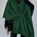 Clasi capa abrigo de lana asimetrica y holgada de diseno de moda de un solo color, para otono/invierno
