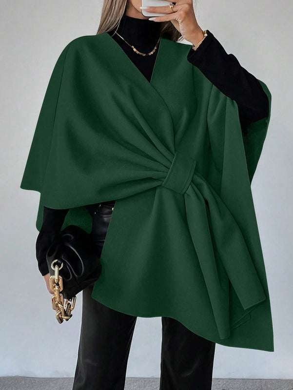 Clasi capa abrigo de lana asimetrica y holgada de diseno de moda de un solo color, para otono/invierno