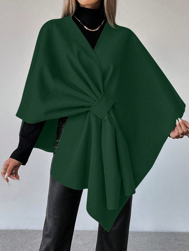 Clasi capa abrigo de lana asimetrica y holgada de diseno de moda de un solo color, para otono/invierno