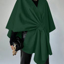 Clasi capa abrigo de lana asimetrica y holgada de diseno de moda de un solo color, para otono/invierno