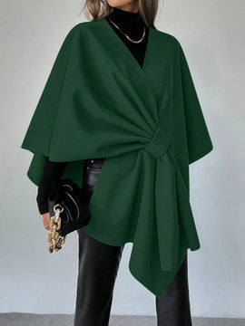 Clasi capa abrigo de lana asimetrica y holgada de diseno de moda de un solo color, para otono/invierno