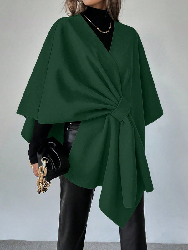 Clasi capa abrigo de lana asimetrica y holgada de diseno de moda de un solo color, para otono/invierno