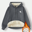 Ezwear sudadera holgada casual de cuello alto con media cremallera, estampado de la letra california, color blanco, con cordon ajustable, esponjosa y gruesa, apropiada para otono/invierno