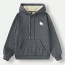 Ezwear sudadera holgada casual de cuello alto con media cremallera, estampado de la letra california, color blanco, con cordon ajustable, esponjosa y gruesa, apropiada para otono/invierno