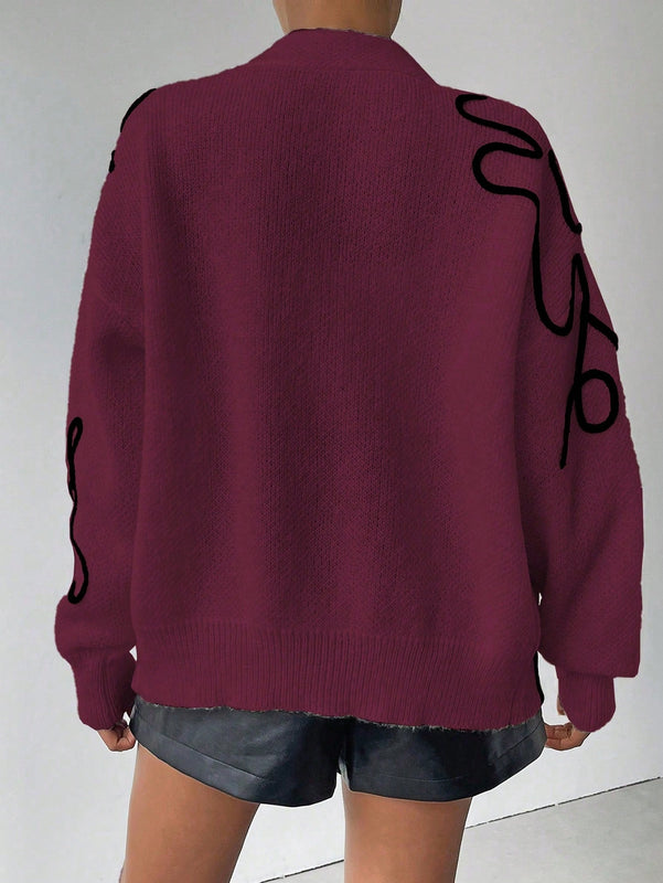 Frenchy cardigan casual de mujer con bloqueo de color y estampado floral, para otono/invierno