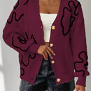 Frenchy cardigan casual de mujer con bloqueo de color y estampado floral, para otono/invierno