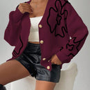Frenchy cardigan casual de mujer con bloqueo de color y estampado floral, para otono/invierno