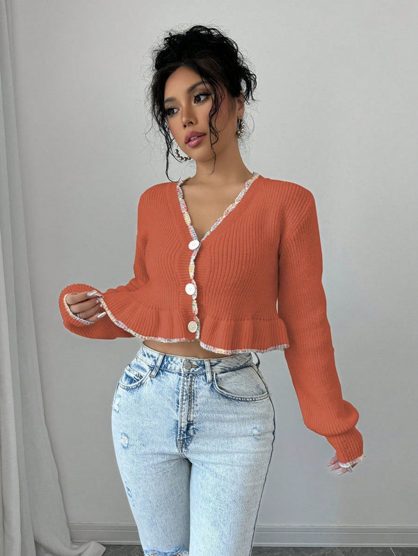 Raffinea blusa casual de manga larga con botones de unicolor, para uso diario