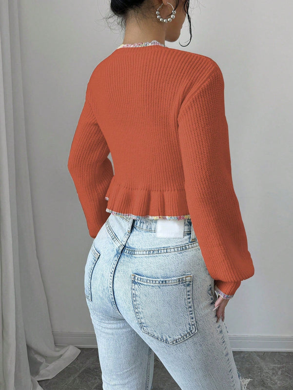 Raffinea blusa casual de manga larga con botones de unicolor, para uso diario