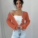 Raffinea blusa casual de manga larga con botones de unicolor, para uso diario