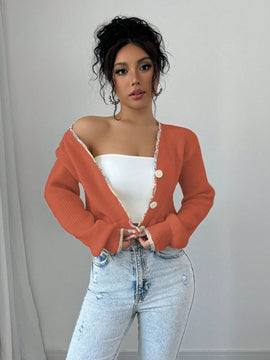 Raffinea blusa casual de manga larga con botones de unicolor, para uso diario