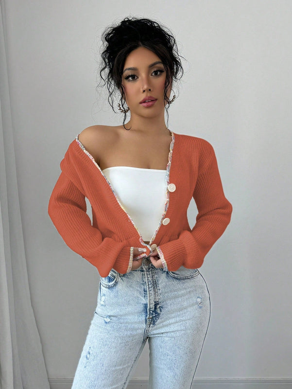 Raffinea blusa casual de manga larga con botones de unicolor, para uso diario