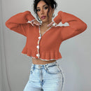 Raffinea blusa casual de manga larga con botones de unicolor, para uso diario