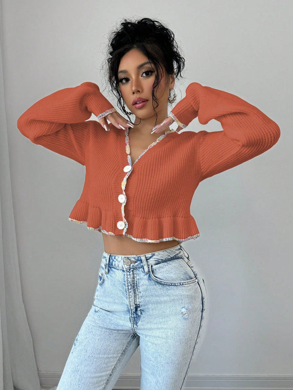 Raffinea blusa casual de manga larga con botones de unicolor, para uso diario