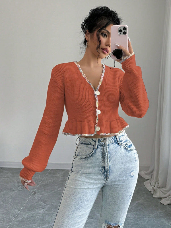 Raffinea blusa casual de manga larga con botones de unicolor, para uso diario