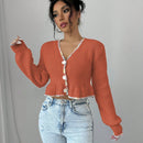 Raffinea blusa casual de manga larga con botones de unicolor, para uso diario