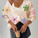 Frenchy cardigan casual de mujer con bloqueo de color y estampado floral, para otono/invierno