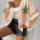 Frenchy cardigan casual de mujer con bloqueo de color y estampado floral, para otono/invierno