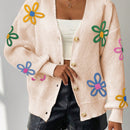 Frenchy cardigan casual de mujer con bloqueo de color y estampado floral, para otono/invierno