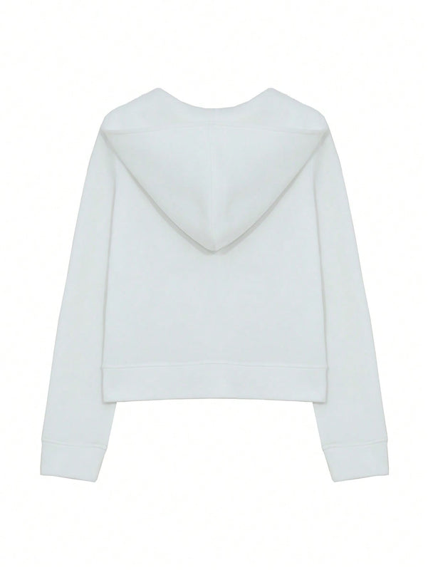 Dazy sudadera con capucha forrada de felpa con detalle de costura en contraste, de ajuste casual