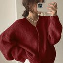 Dazy cardigan holgado de punto de color liso con cuello en v para mujer