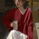 Dazy cardigan holgado de punto de color liso con cuello en v para mujer