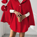 Prive poncho de abrigo con capucha y cuello de piel, de unicolor, de uso casual diario, para otono/invierno