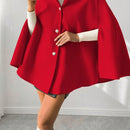 Prive poncho de abrigo con capucha y cuello de piel, de unicolor, de uso casual diario, para otono/invierno