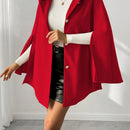 Prive poncho de abrigo con capucha y cuello de piel, de unicolor, de uso casual diario, para otono/invierno