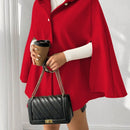 Prive poncho de abrigo con capucha y cuello de piel, de unicolor, de uso casual diario, para otono/invierno