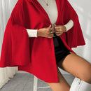 Prive poncho de abrigo con capucha y cuello de piel, de unicolor, de uso casual diario, para otono/invierno