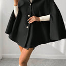 Prive poncho de abrigo con capucha y cuello de piel, de unicolor, de uso casual diario, para otono/invierno