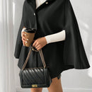 Prive poncho de abrigo con capucha y cuello de piel, de unicolor, de uso casual diario, para otono/invierno
