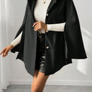 Prive poncho de abrigo con capucha y cuello de piel, de unicolor, de uso casual diario, para otono/invierno