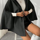 Prive poncho de abrigo con capucha y cuello de piel, de unicolor, de uso casual diario, para otono/invierno
