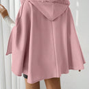 Prive poncho de abrigo con capucha y cuello de piel, de unicolor, de uso casual diario, para otono/invierno