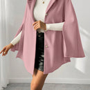 Prive poncho de abrigo con capucha y cuello de piel, de unicolor, de uso casual diario, para otono/invierno