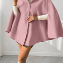 Prive poncho de abrigo con capucha y cuello de piel, de unicolor, de uso casual diario, para otono/invierno