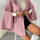 Prive poncho de abrigo con capucha y cuello de piel, de unicolor, de uso casual diario, para otono/invierno