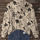 Lune sudadera con capucha de estampado floral vintage todo sobre en estilo minimalista casual, adecuada para otono/invierno