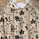 Lune sudadera con capucha de estampado floral vintage todo sobre en estilo minimalista casual, adecuada para otono/invierno
