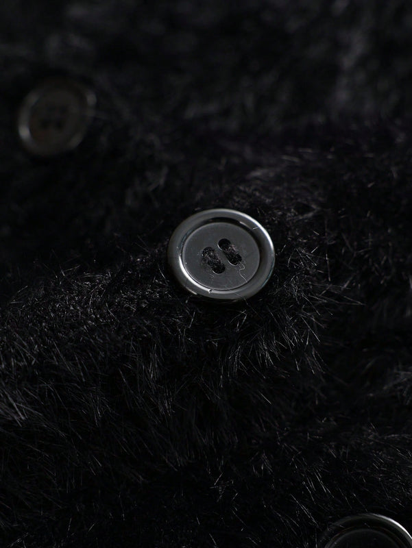 Lune cardigan informal de manga larga de un solo pecho con cuello en v de unicolor para mujeres